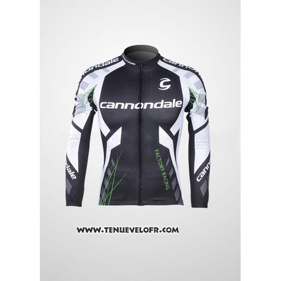 2012 Maillot Ciclismo Cannondale Noir et Blanc Manches Longues et Cuissard